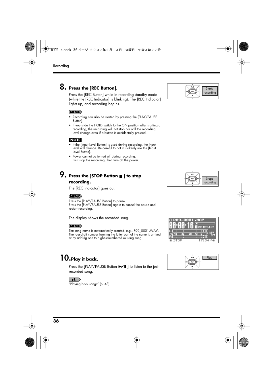 Edirol R-09 User Manual | Page 36 / 108
