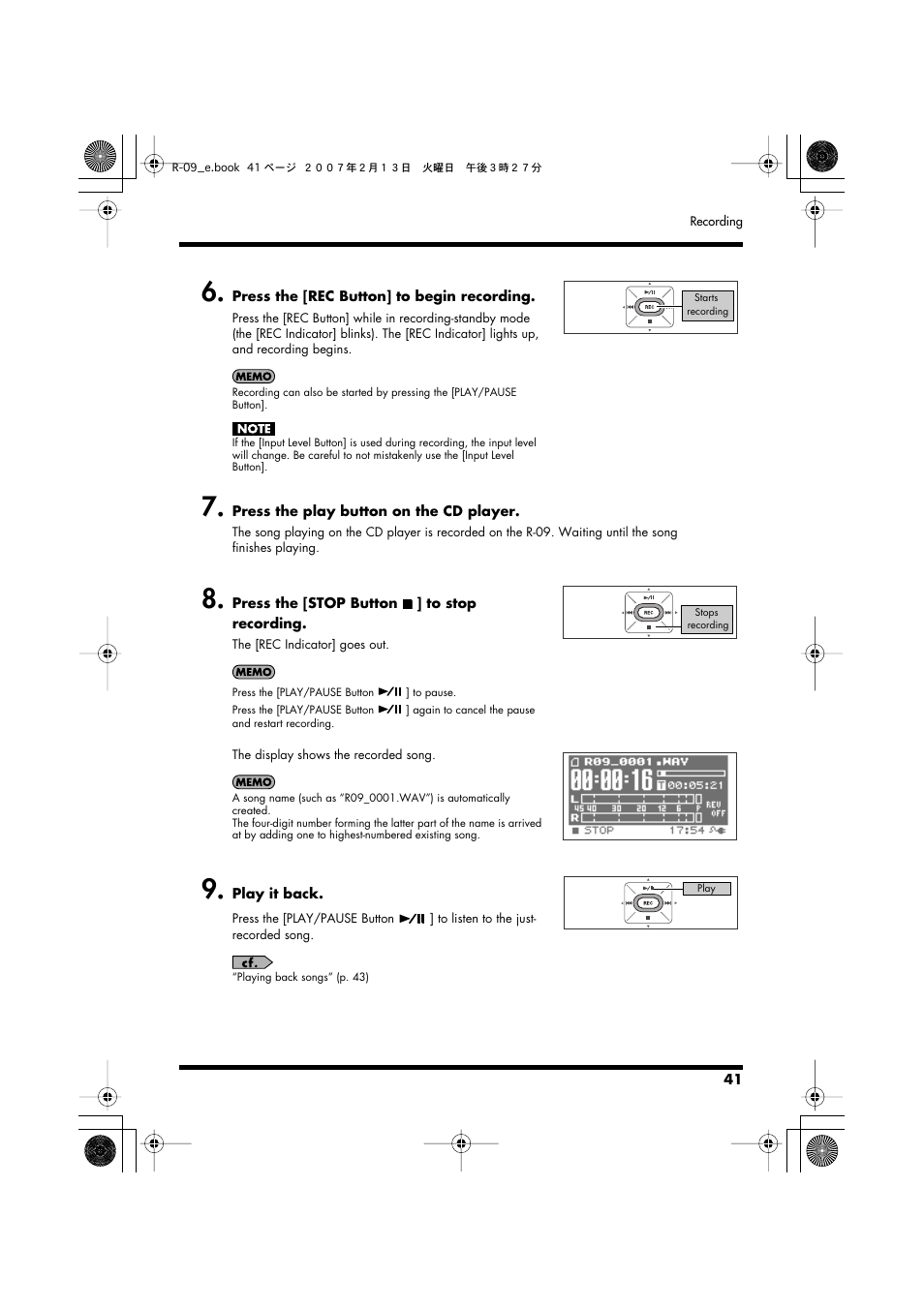 Edirol R-09 User Manual | Page 41 / 108
