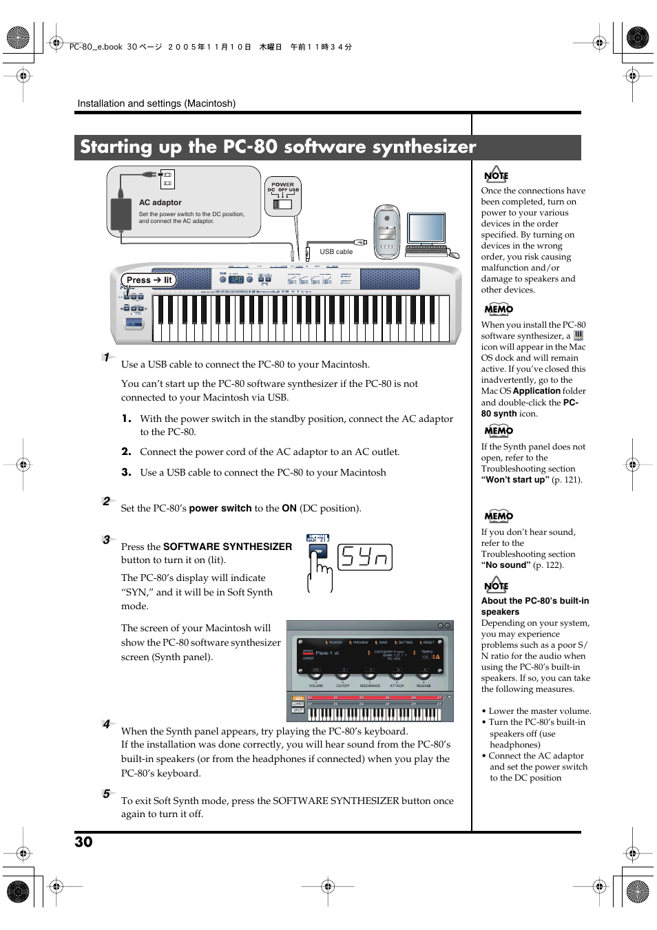 Starting up the pc-80 software synthesizer | Edirol PC-80 User Manual | Page 30 / 136