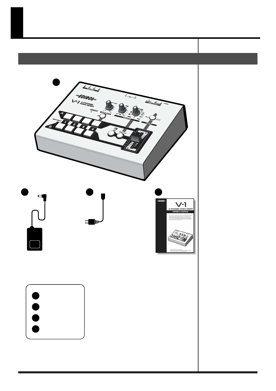 Before you begin, Check the included items | Edirol V1 video mixer User Manual | Page 9 / 32