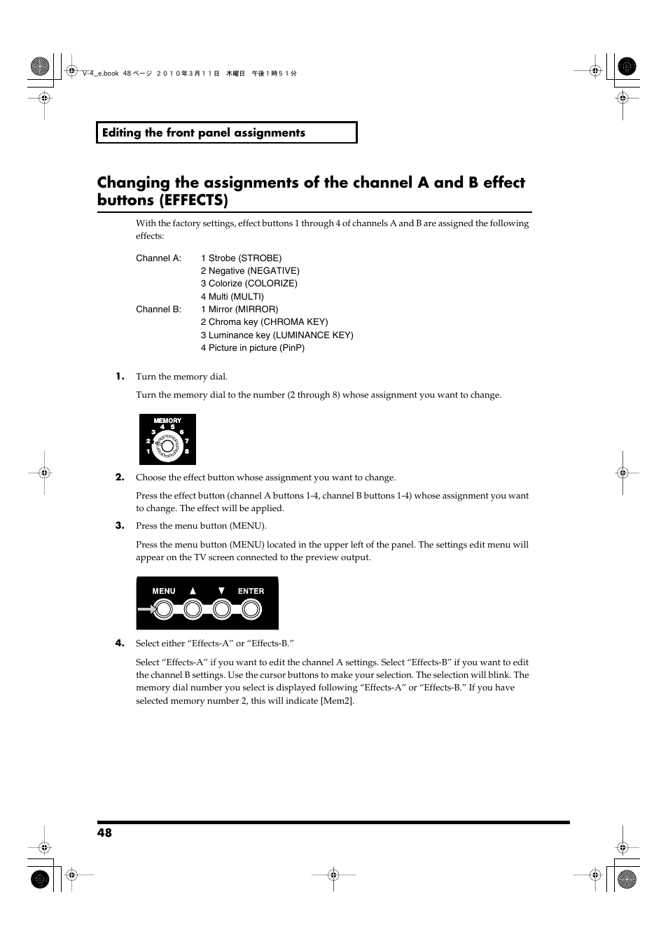 Edirol 4-CHANNEL V-4 User Manual | Page 48 / 108