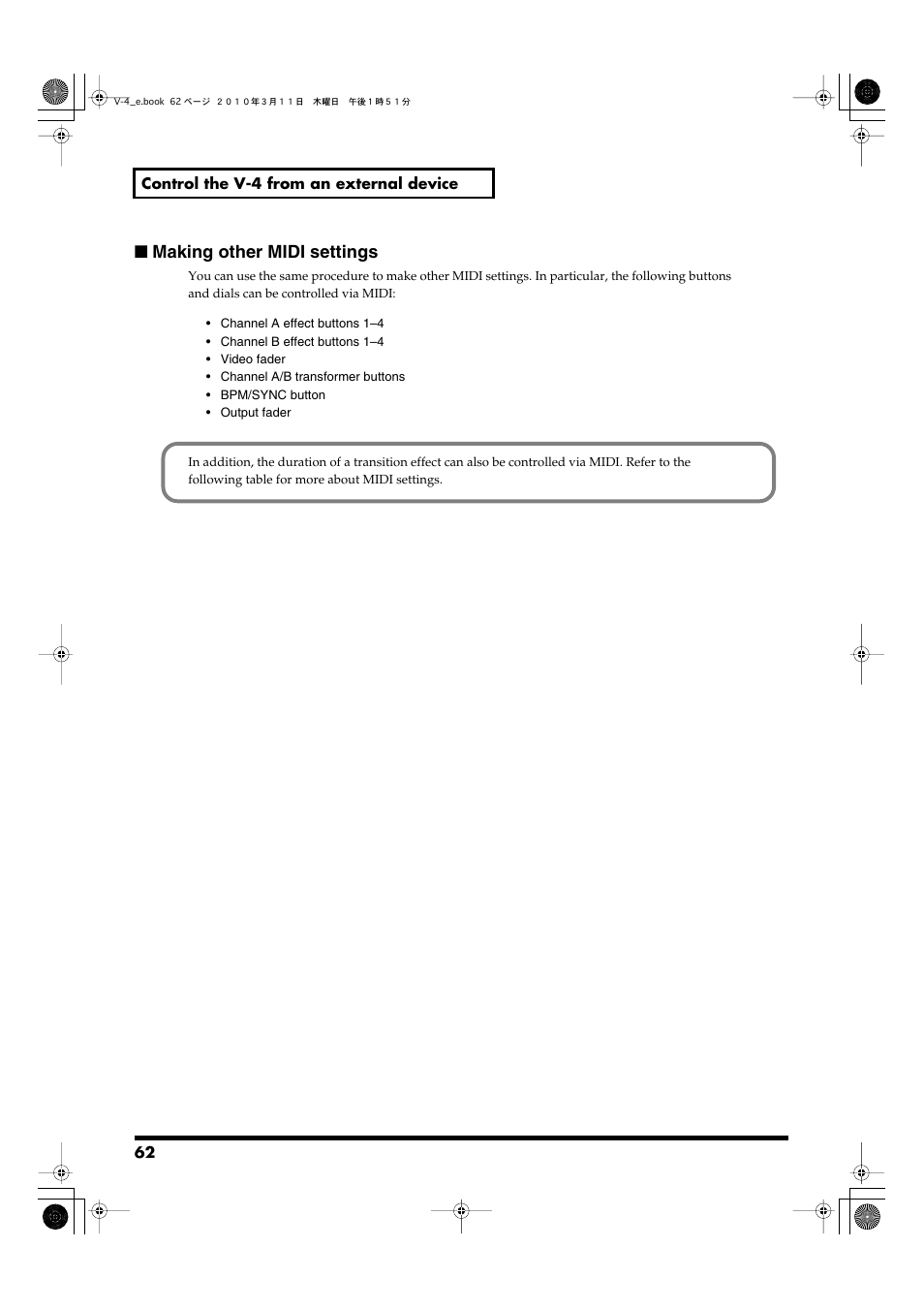 Making other midi settings | Edirol 4-CHANNEL V-4 User Manual | Page 62 / 108