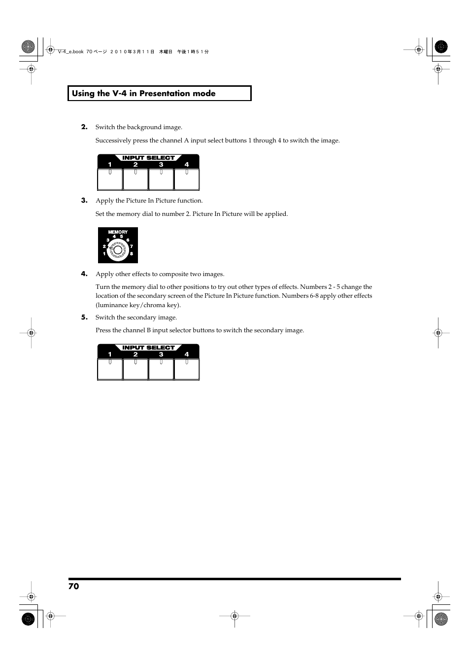 Edirol 4-CHANNEL V-4 User Manual | Page 70 / 108