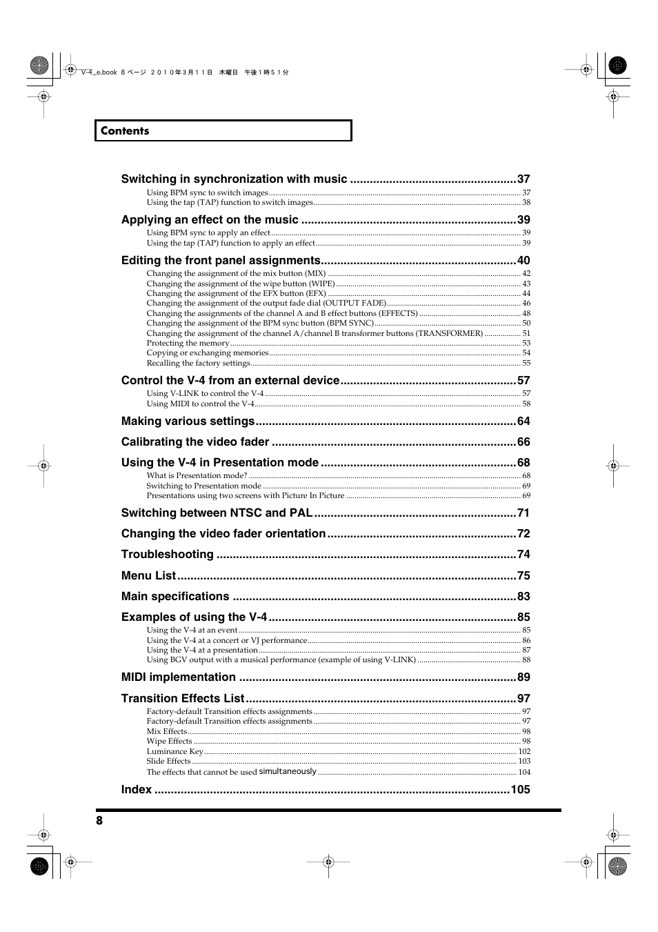 Edirol 4-CHANNEL V-4 User Manual | Page 8 / 108