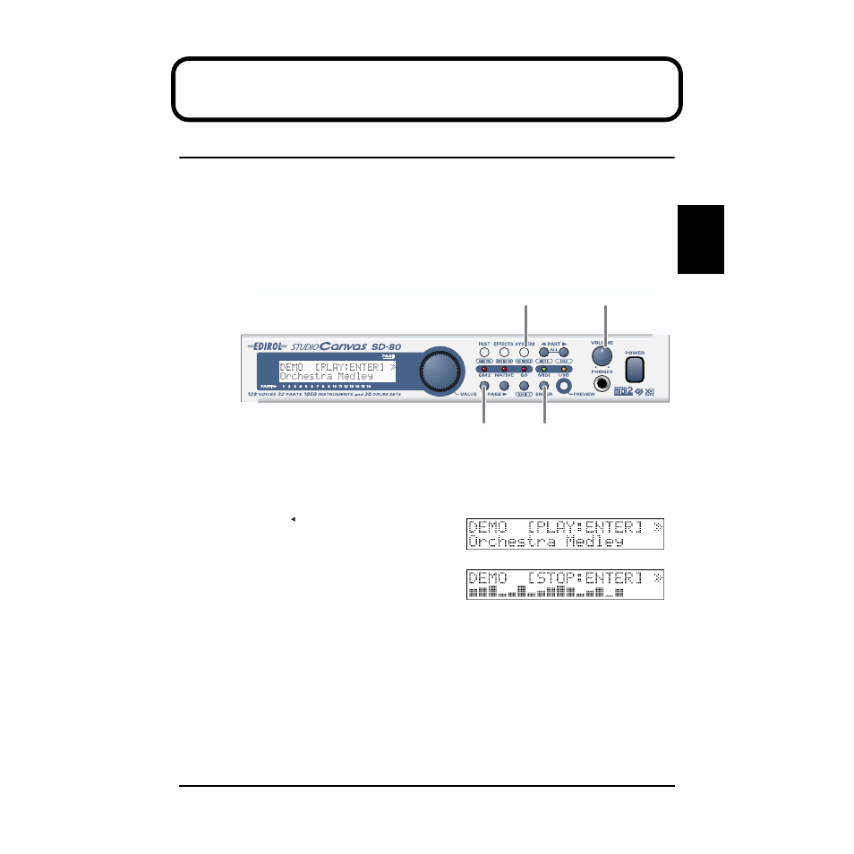 Basic operation, Operations in the basic screen, Listening to the internal demo songs | Edirol SD-80 User Manual | Page 13 / 132