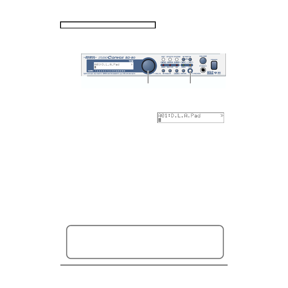Auditioning the sounds (preview), Auditioning the sounds, Preview) | P. 14) | Edirol SD-80 User Manual | Page 14 / 132