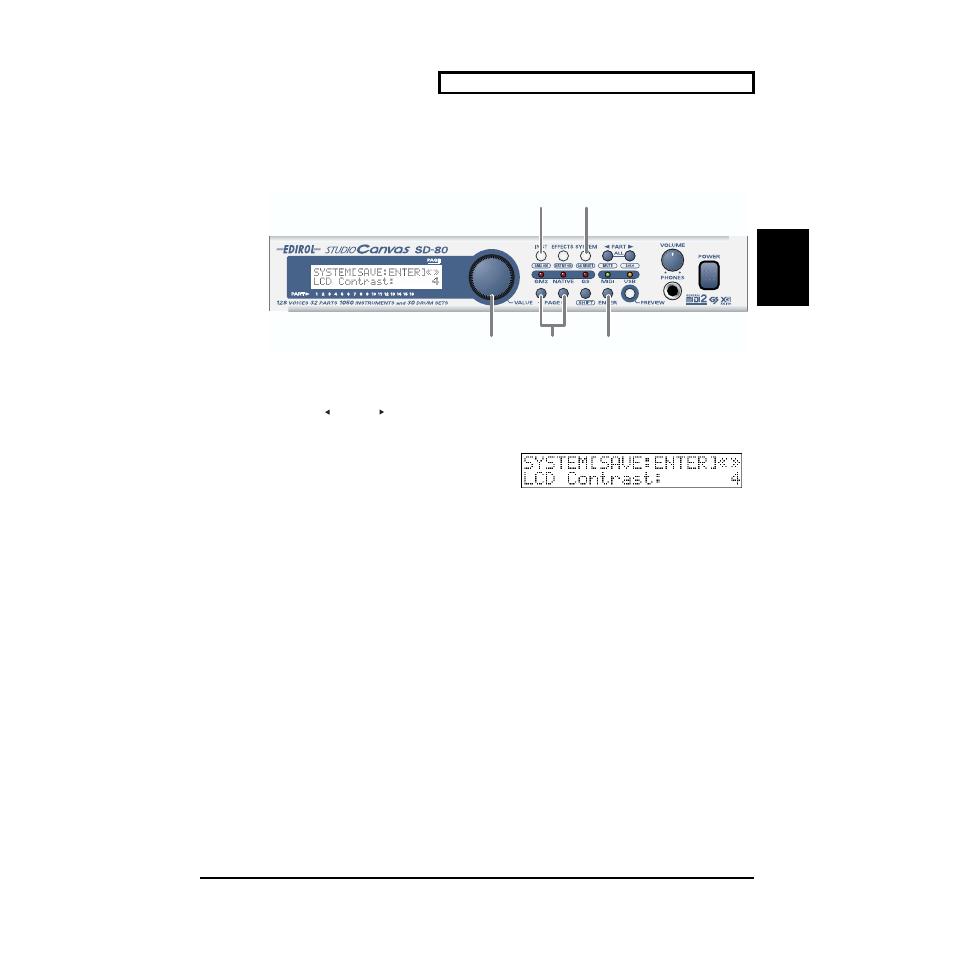 Adjusting the brightness of the display (contrast) | Edirol SD-80 User Manual | Page 15 / 132