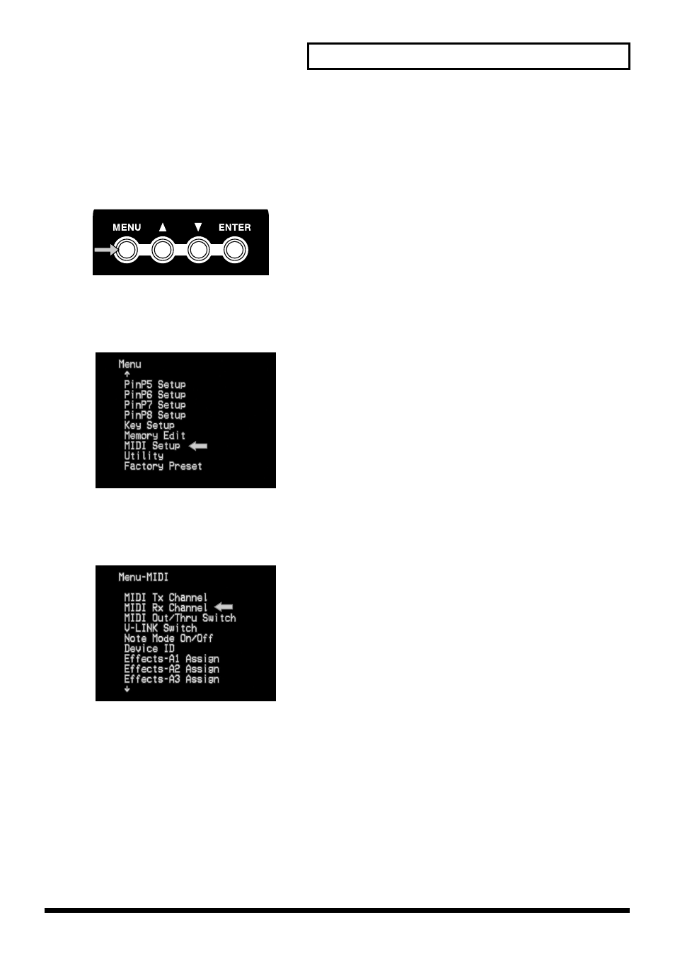 Setting the midi receive channel (midi rx channel) | Edirol V-4 User Manual | Page 61 / 100