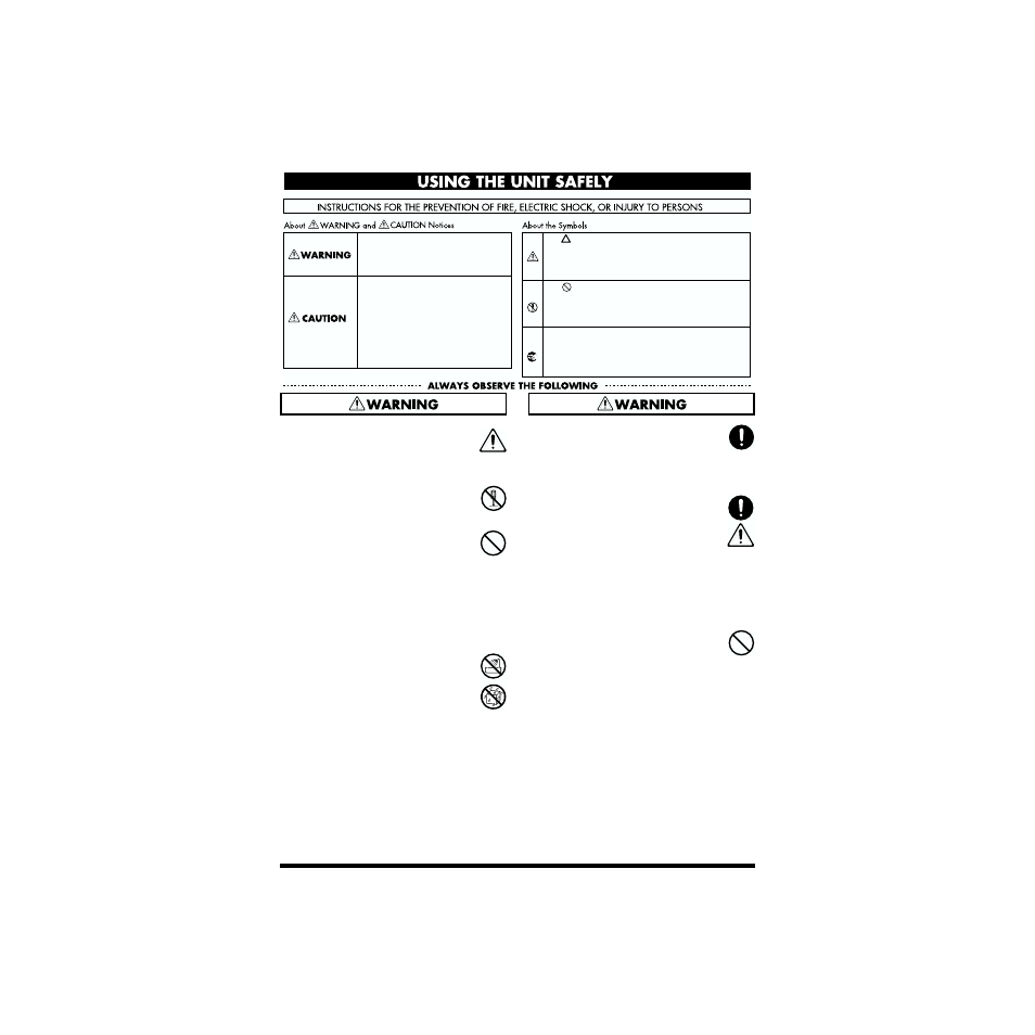 Using the unit safely | Edirol MA-5D User Manual | Page 9 / 16