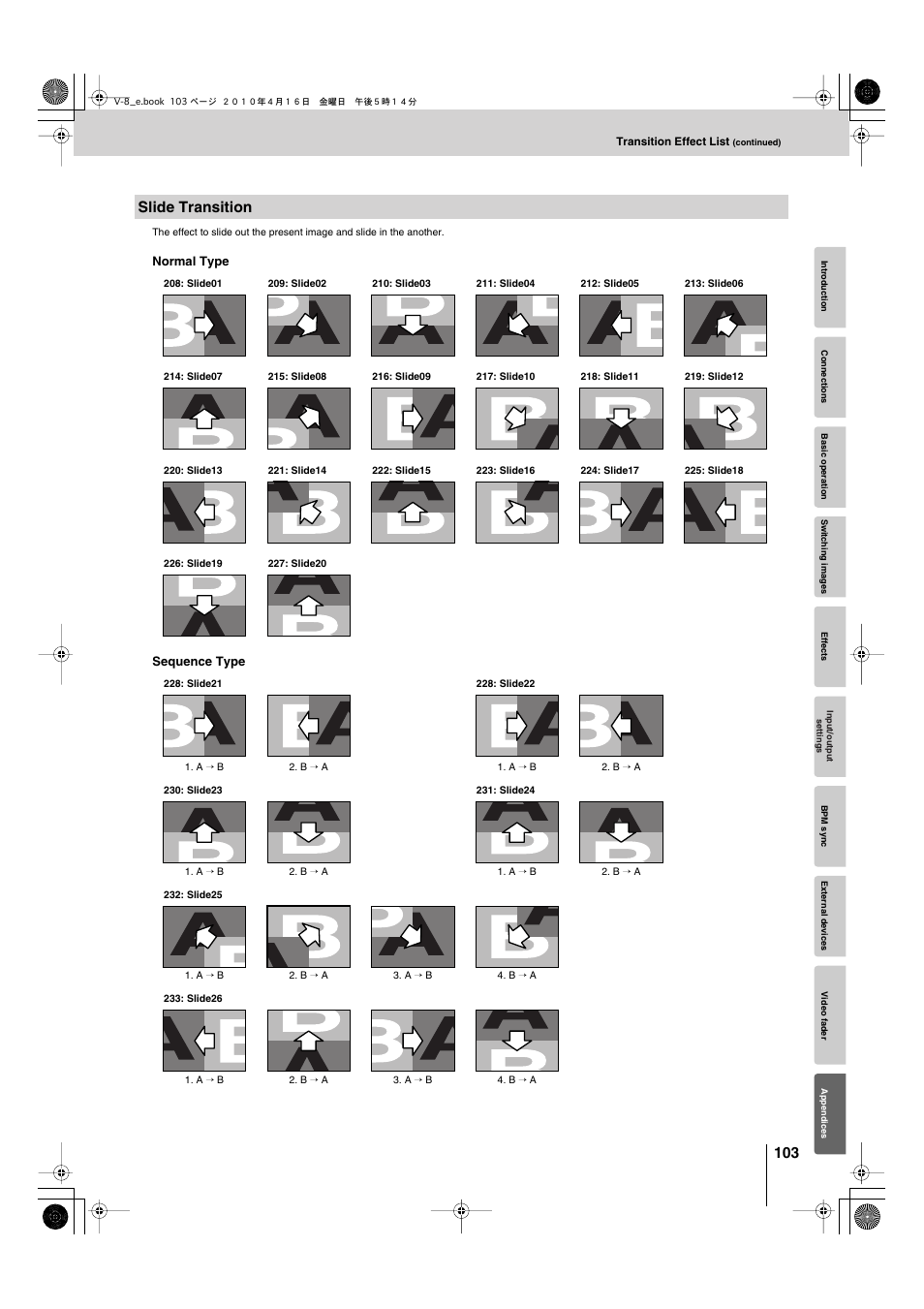 Slide transition | Edirol V-8 User Manual | Page 103 / 116
