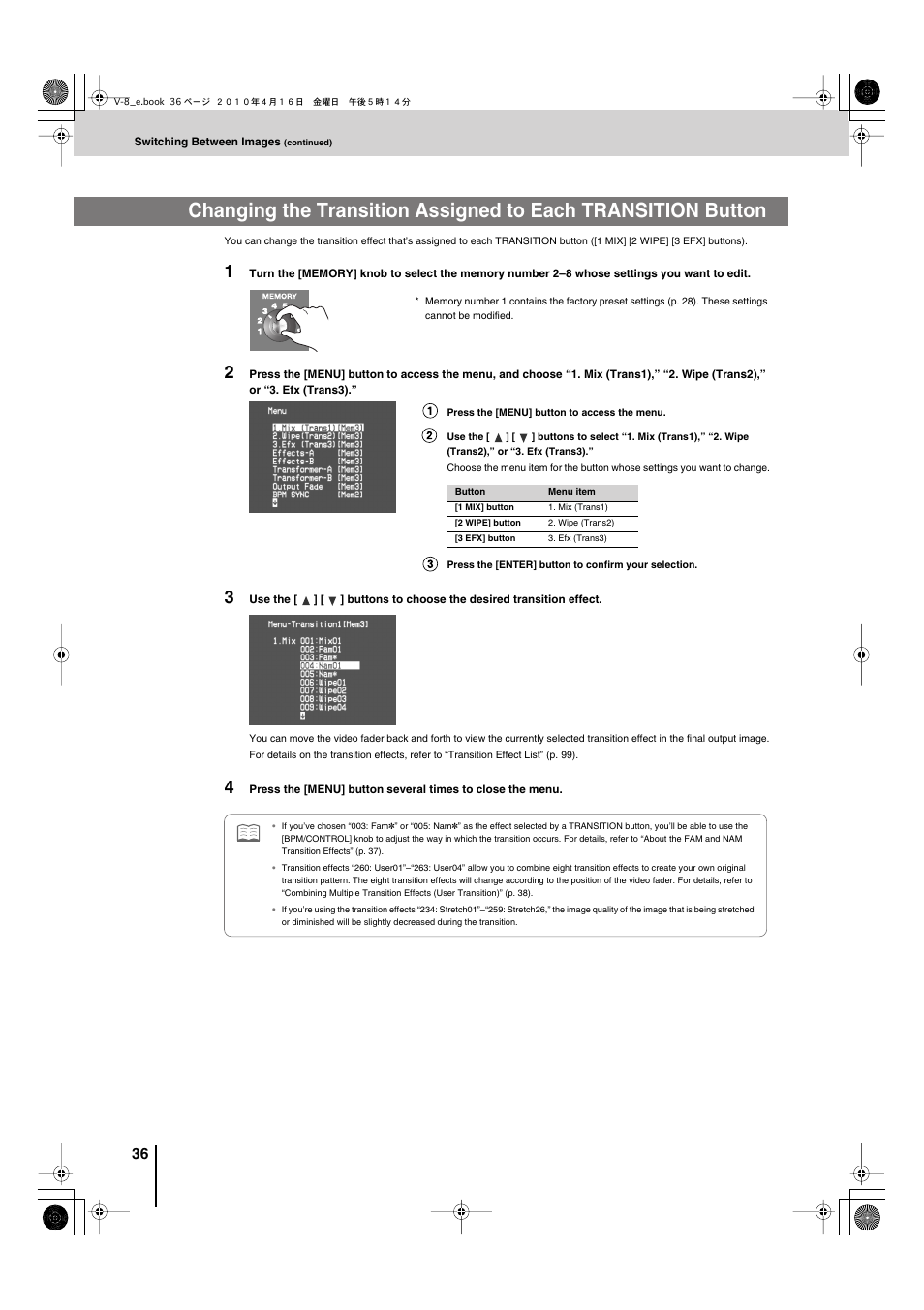 P. 36 | Edirol V-8 User Manual | Page 36 / 116