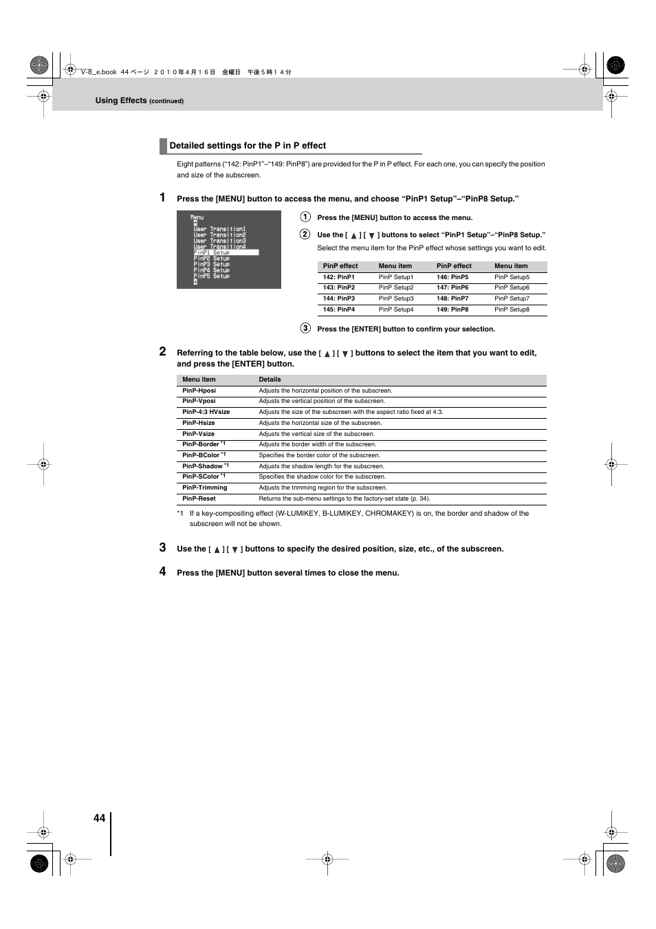 P. 44) | Edirol V-8 User Manual | Page 44 / 116