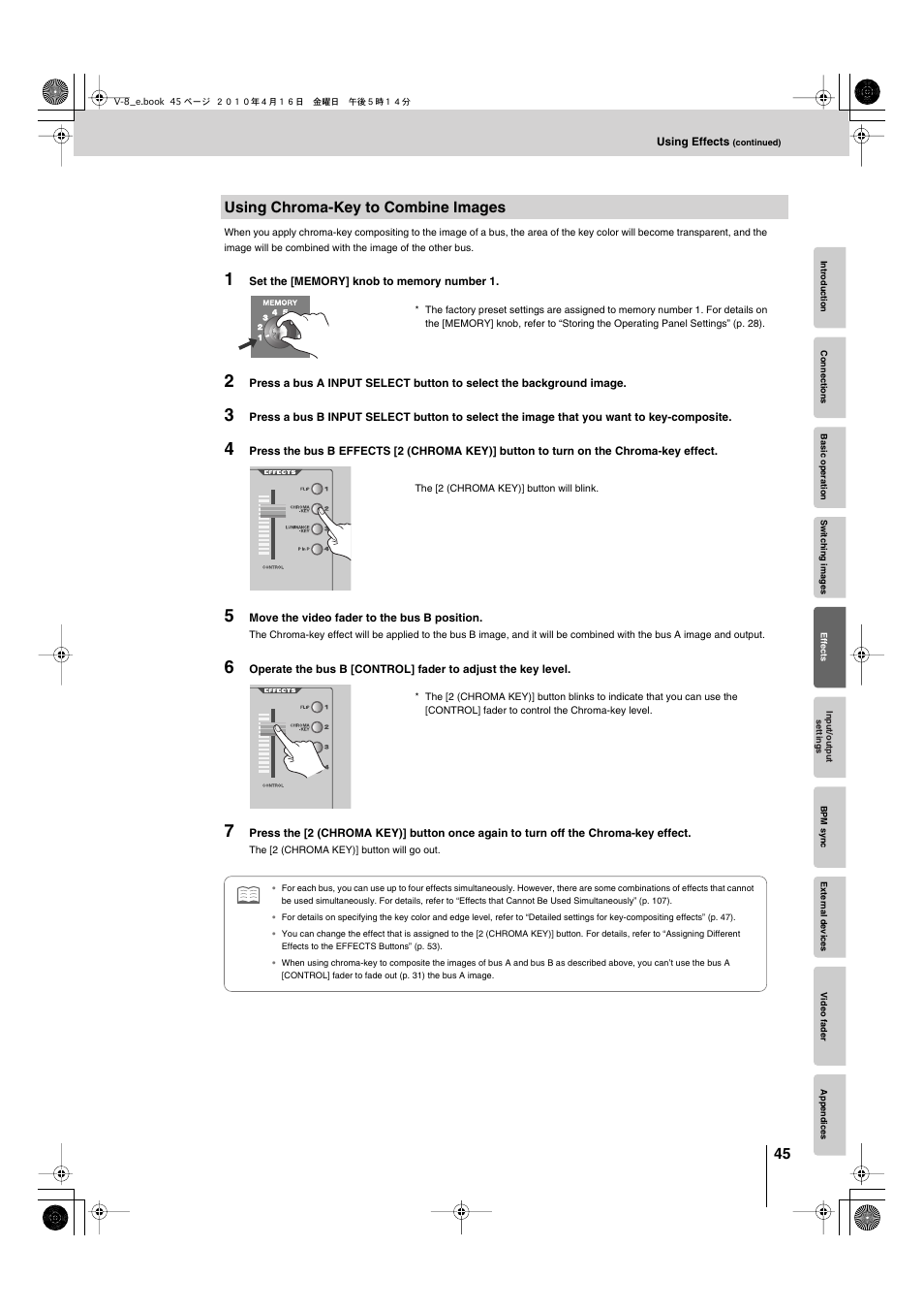 Using chroma-key to combine images | Edirol V-8 User Manual | Page 45 / 116