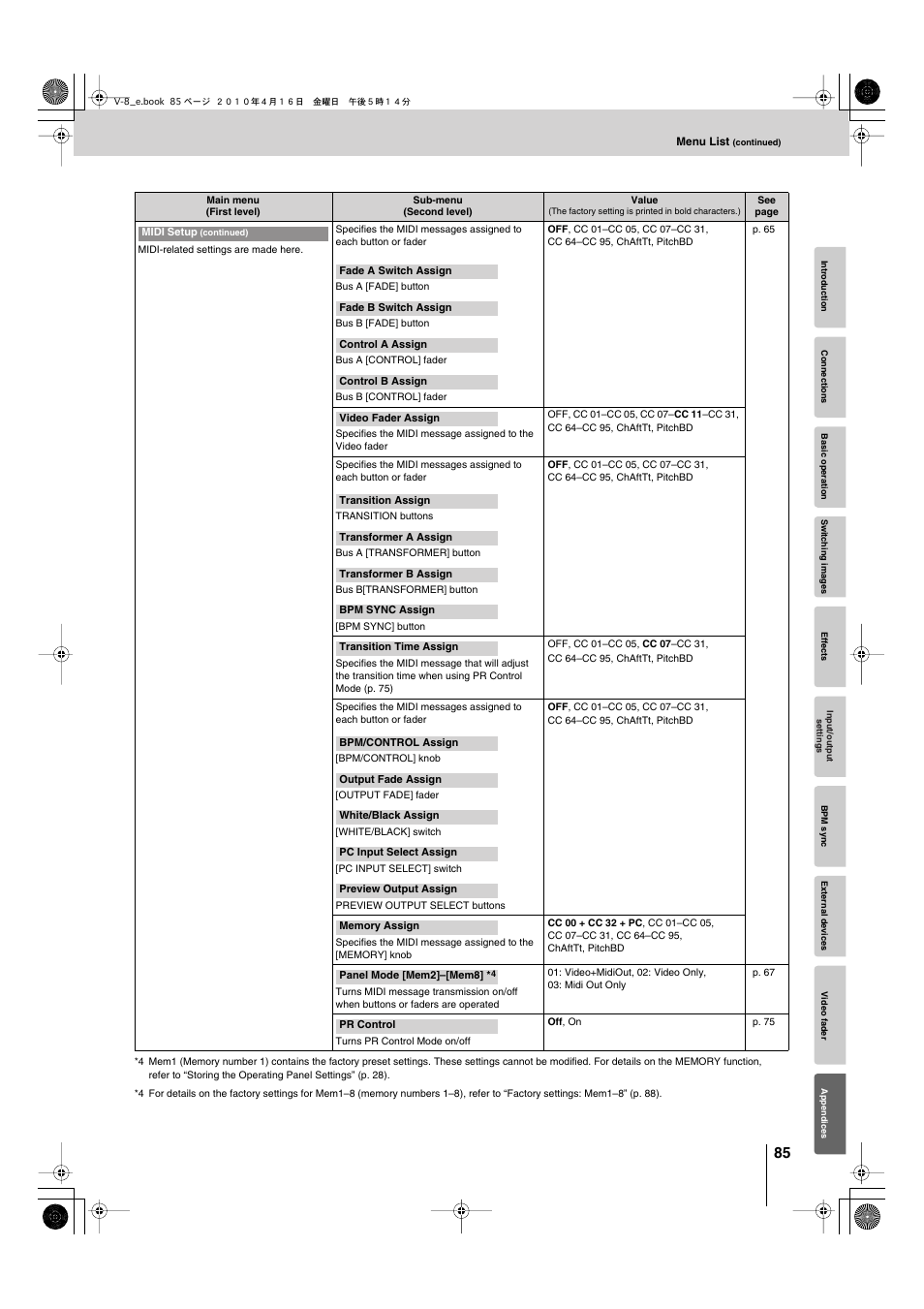 Edirol V-8 User Manual | Page 85 / 116
