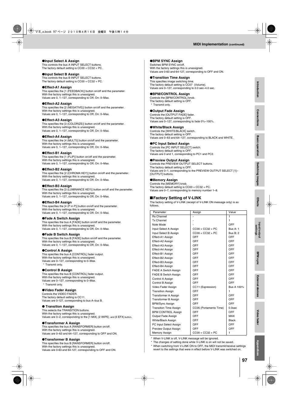 Edirol V-8 User Manual | Page 97 / 116