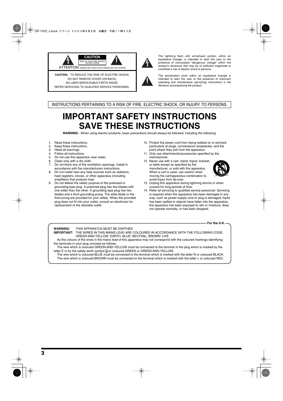 Edirol UA-1000 User Manual | Page 2 / 56