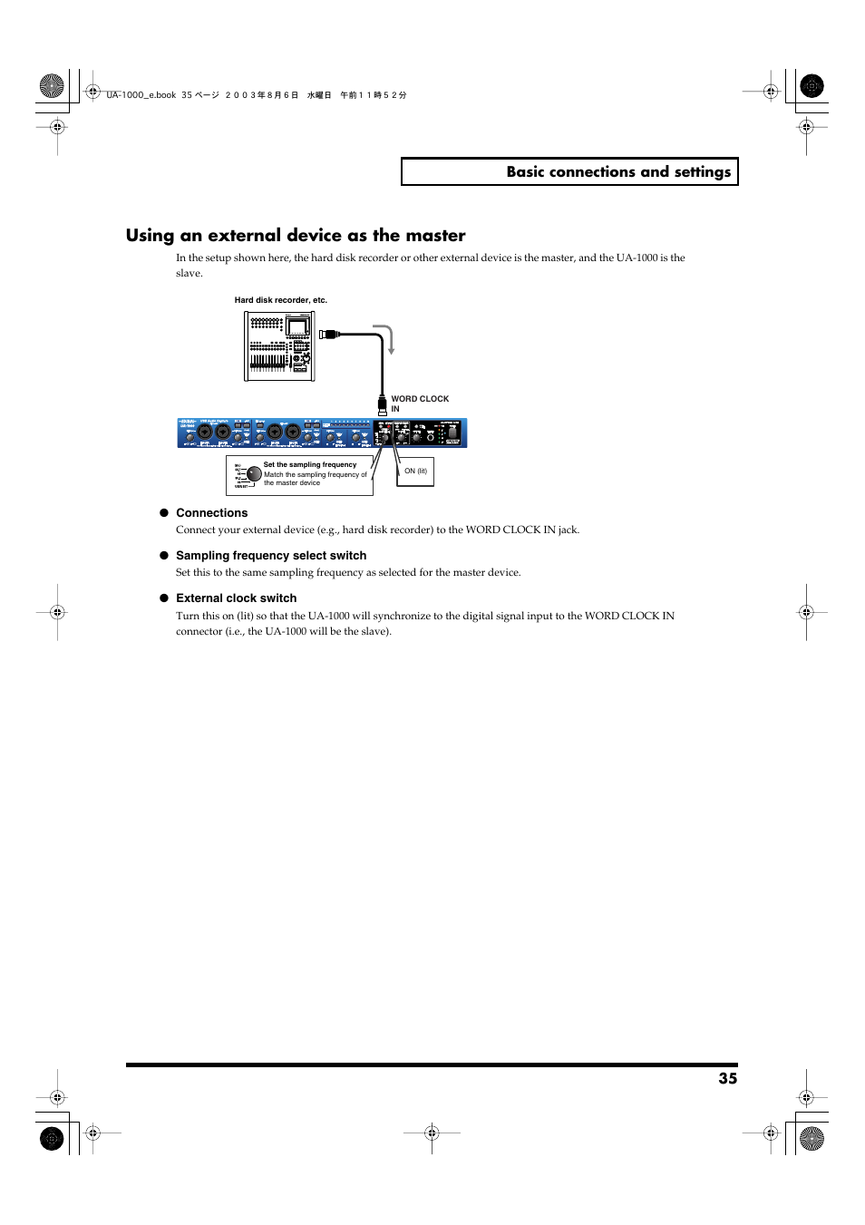 Using an external device as the master | Edirol UA-1000 User Manual | Page 35 / 56