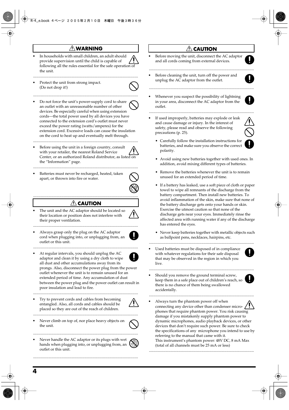 Edirol R-4 User Manual | Page 4 / 116