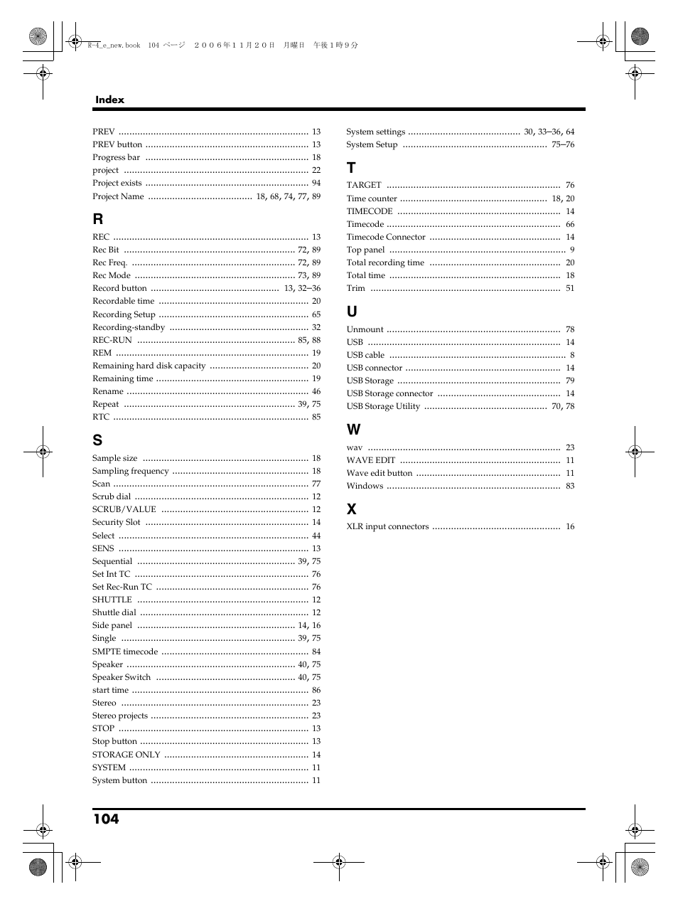Edirol R-4Pro User Manual | Page 104 / 108