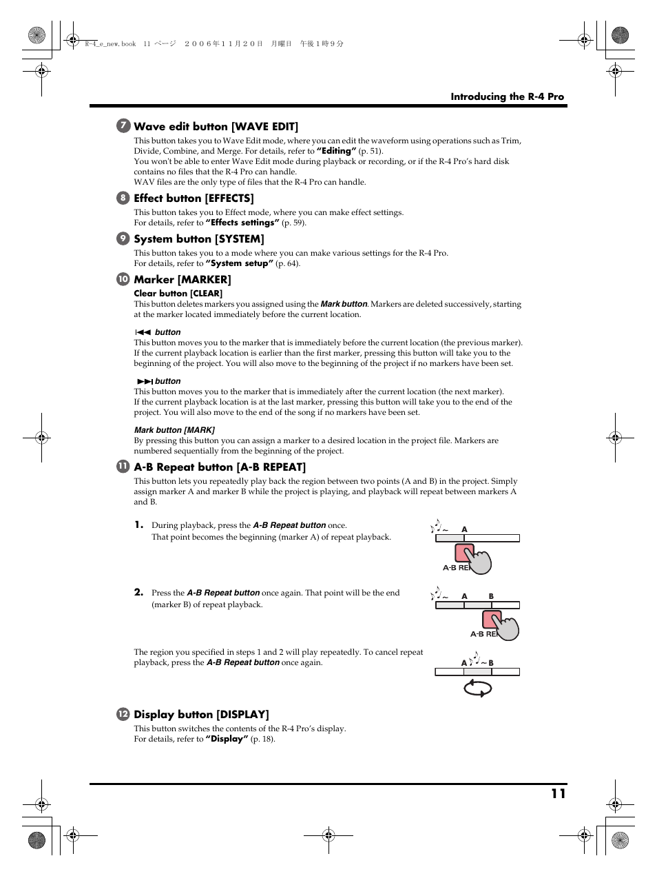 Edirol R-4Pro User Manual | Page 11 / 108