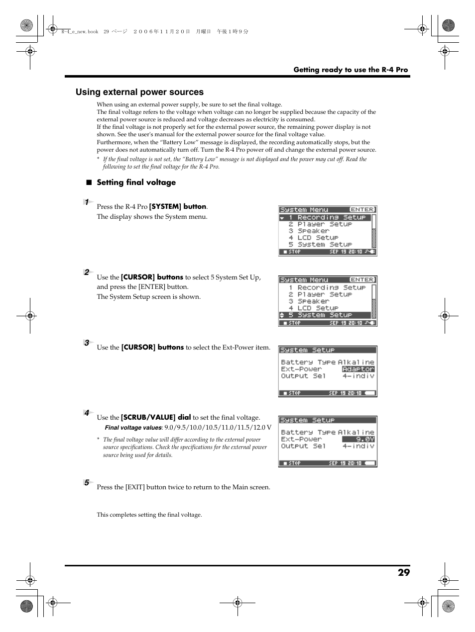 Using external power sources | Edirol R-4Pro User Manual | Page 29 / 108