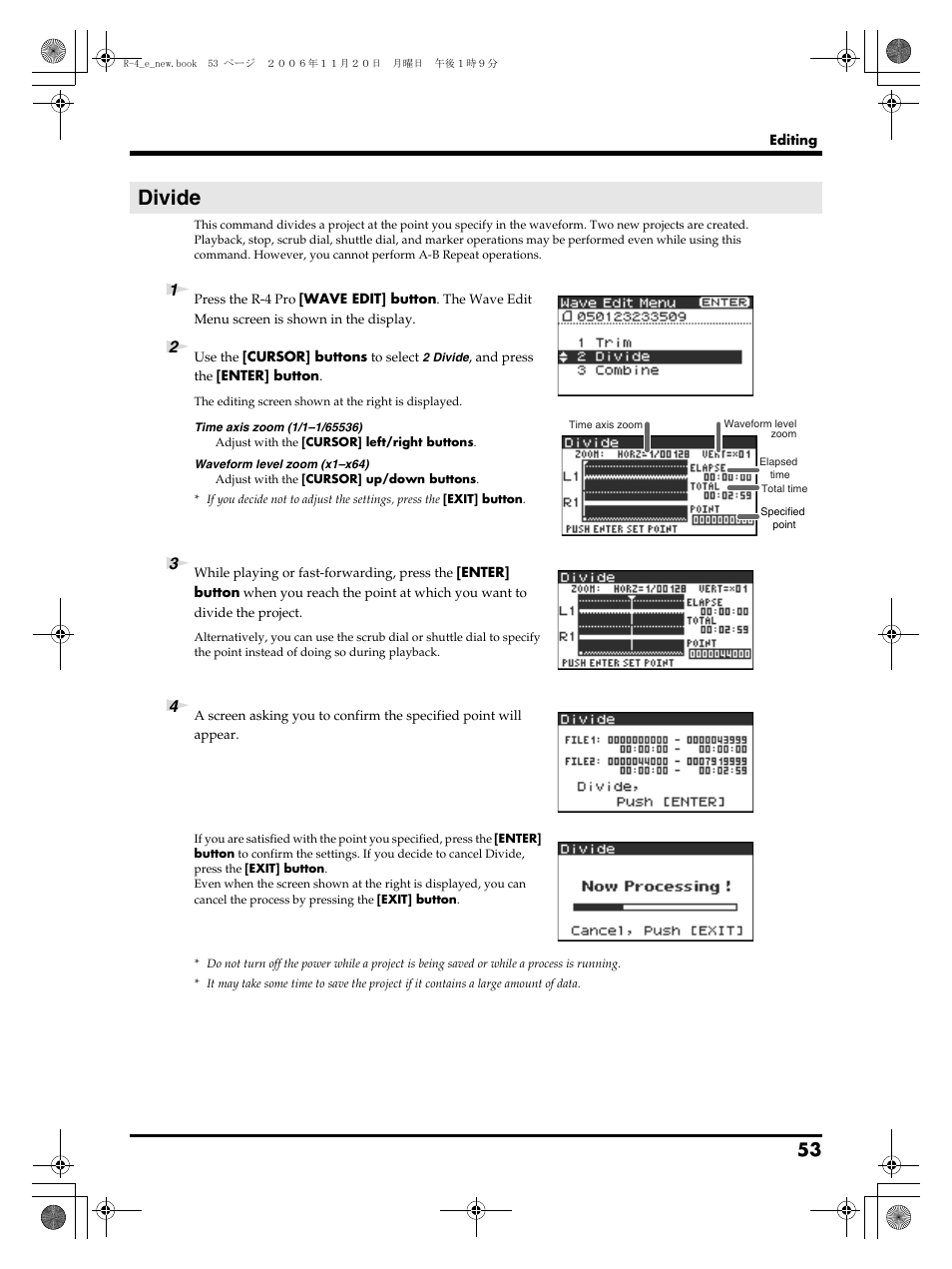 Divide, P. 53 | Edirol R-4Pro User Manual | Page 53 / 108