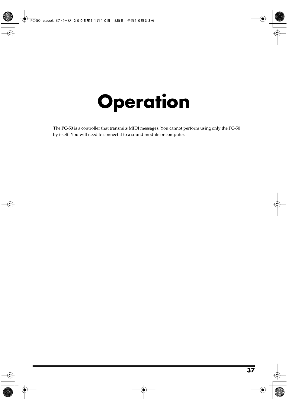 Operation | Edirol PC-50 User Manual | Page 37 / 88