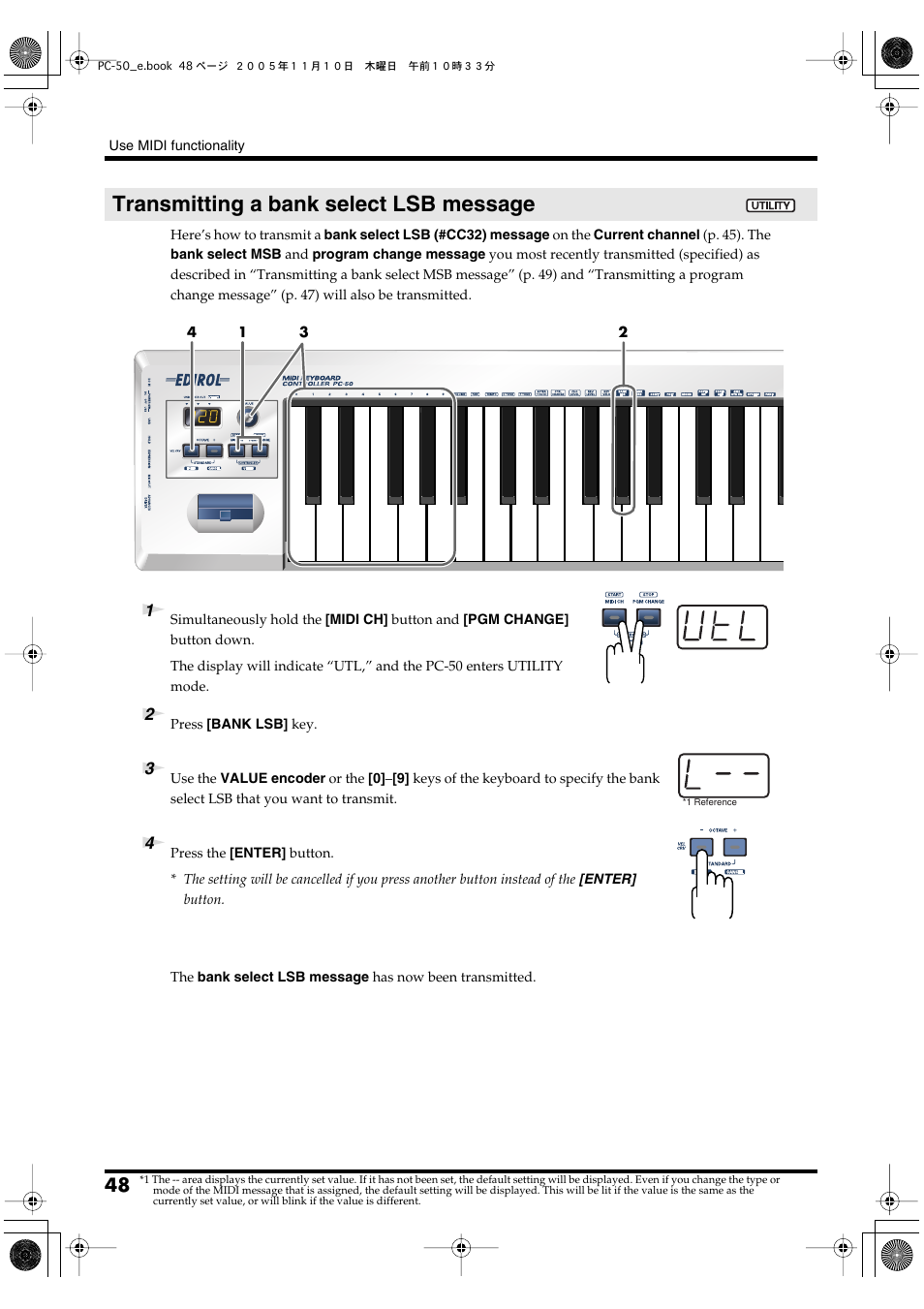 Transmitting a bank select lsb message, P. 48, P. 48) | Edirol PC-50 User Manual | Page 48 / 88