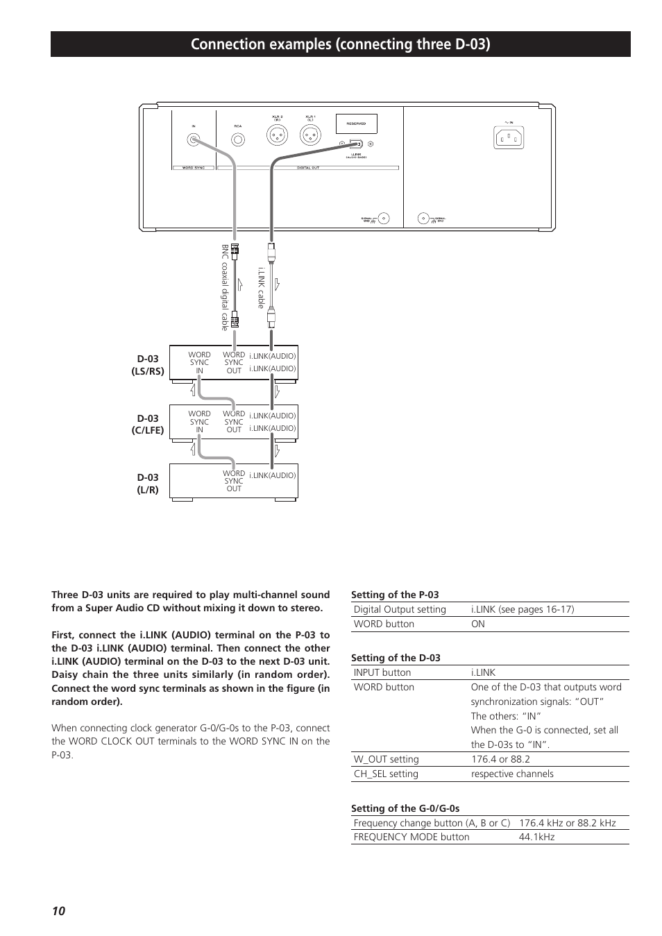 Connection examples (connecting three d-03) | Esoteric P-03 User Manual | Page 10 / 32