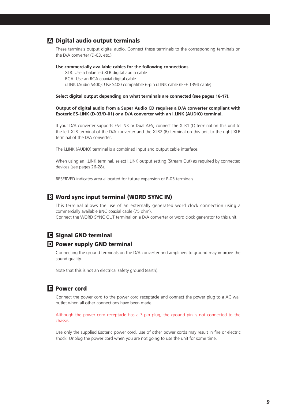 Esoteric P-03 User Manual | Page 9 / 32