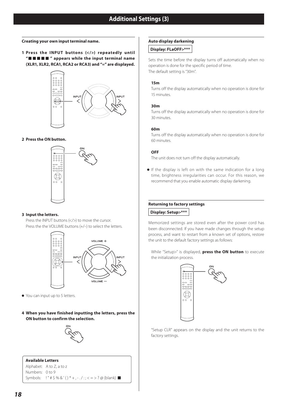 18 additional settings (3) | Esoteric I-03 User Manual | Page 18 / 24