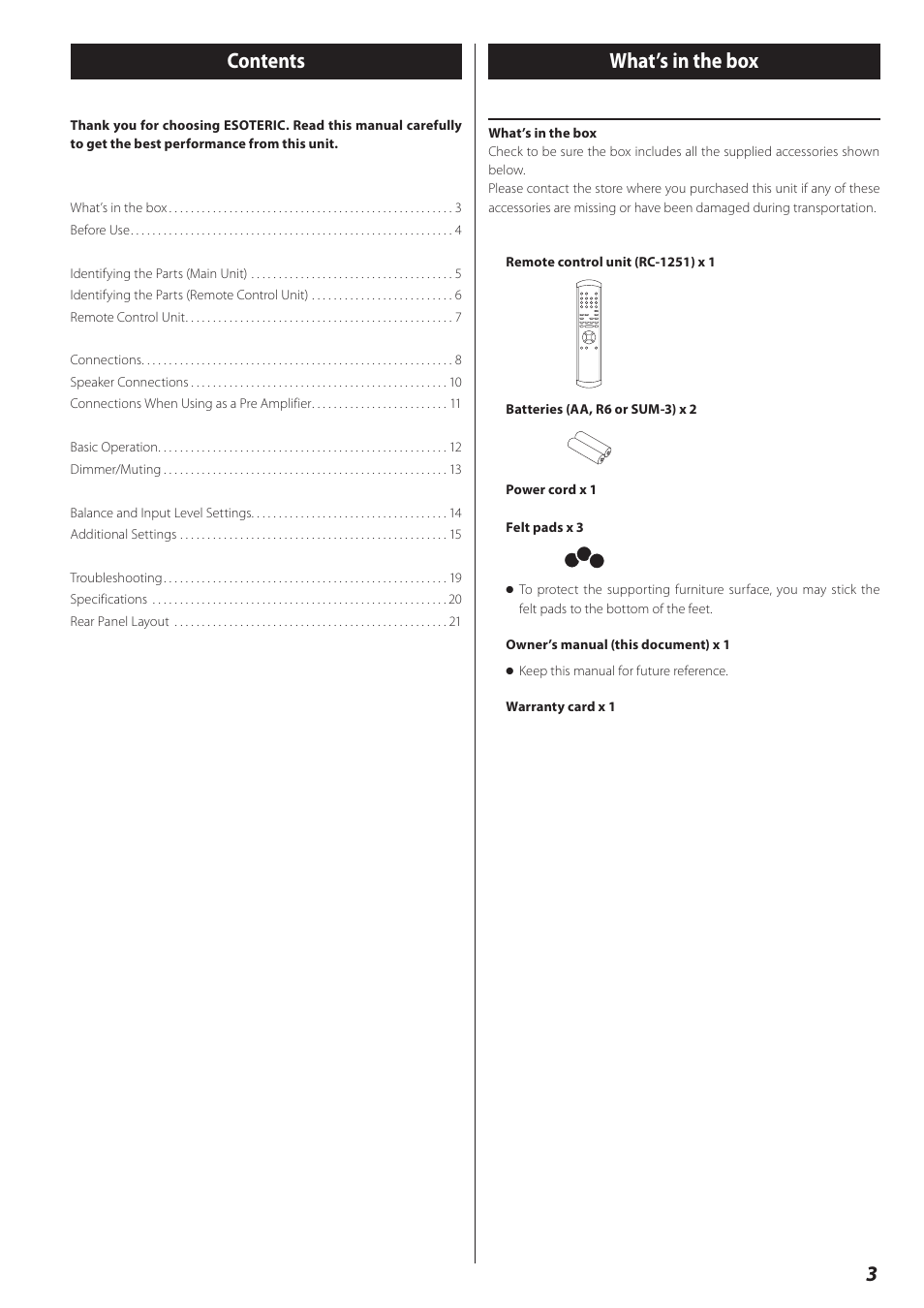 Esoteric I-03 User Manual | Page 3 / 24