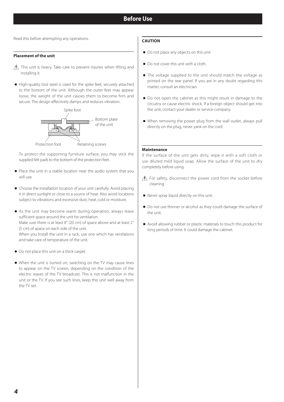 Before use, 4before use | Esoteric I-03 User Manual | Page 4 / 24