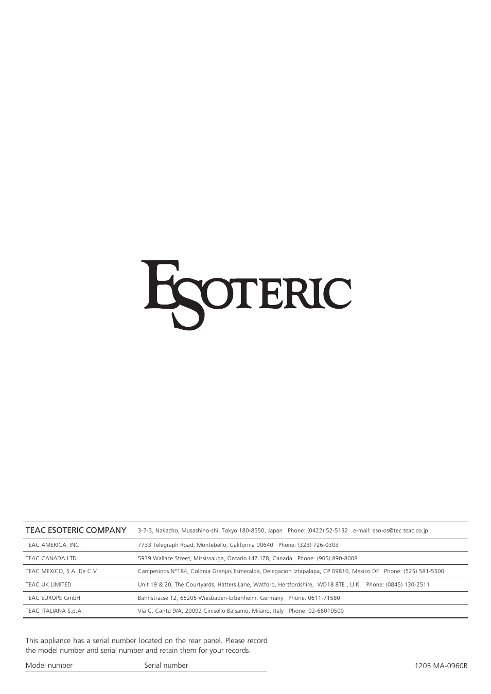 Teac esoteric company | Esoteric X-03 User Manual | Page 28 / 28