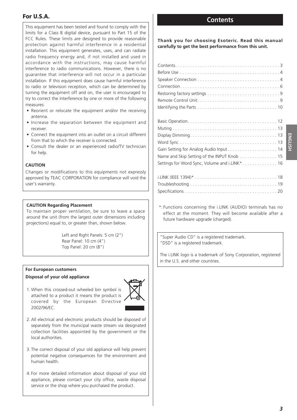 Esoteric AI-10 User Manual | Page 3 / 22