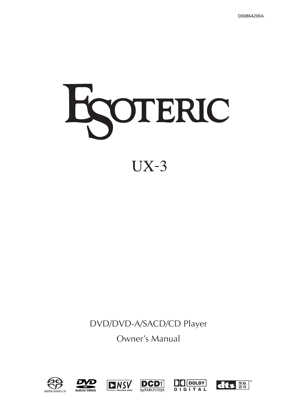 Esoteric D00864200A User Manual | 48 pages