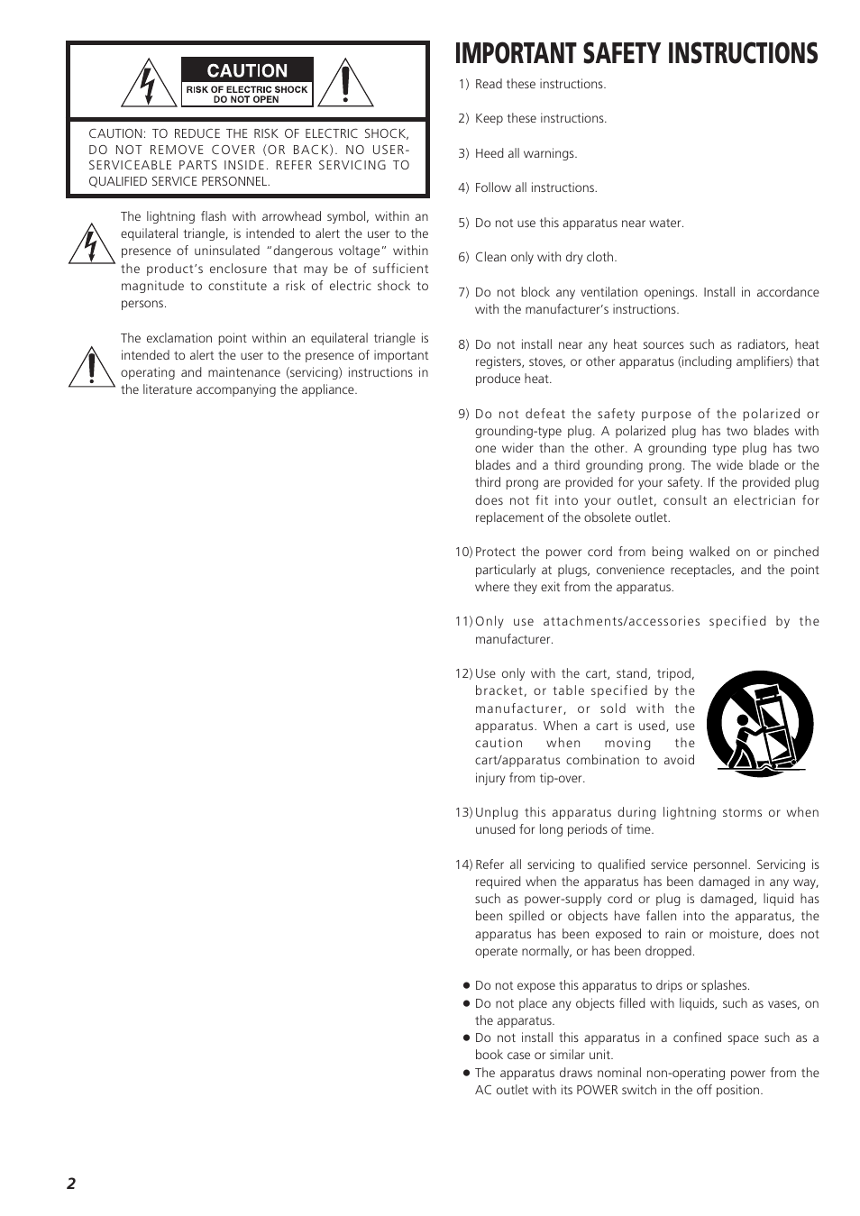 Important safety instructions | Esoteric D00864200A User Manual | Page 2 / 48