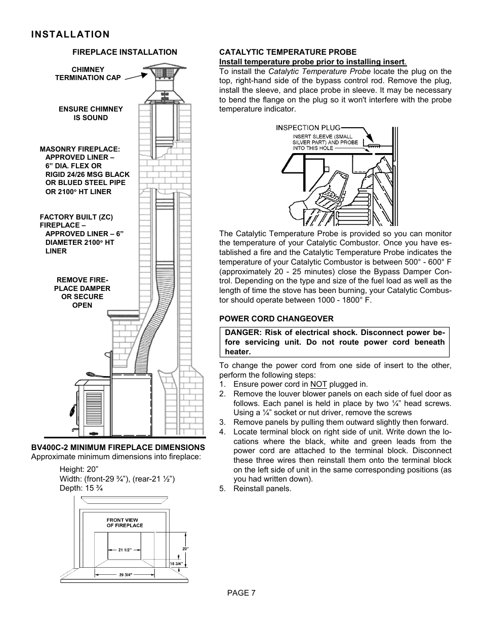 EarthStone EARTH STOVE BV400C-2 User Manual | Page 7 / 28