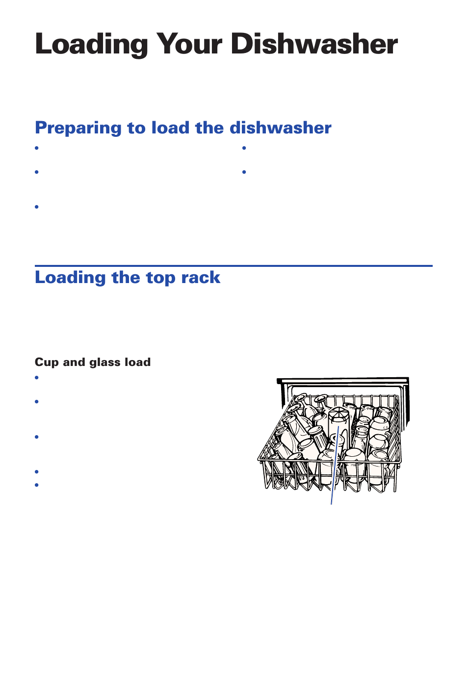 Loading your dishwasher, Preparing to load the dishwasher, Loading the top rack | Estate TUD4000 User Manual | Page 17 / 32