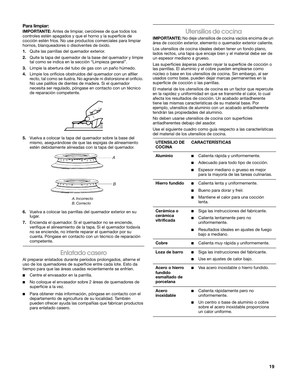 Enlatado casero, Utensilios de cocina | Estate W10203464A User Manual | Page 19 / 28