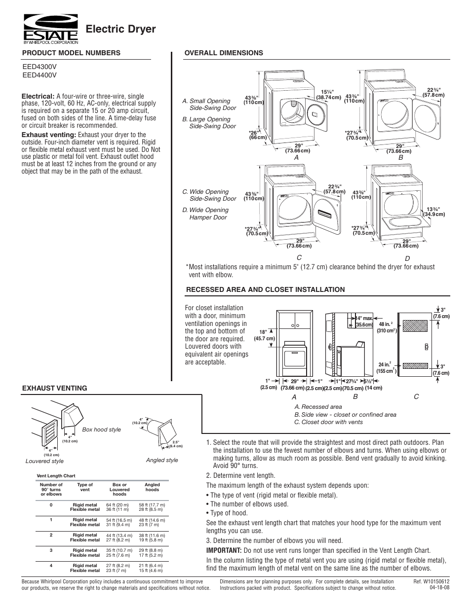 Estate EED4300V User Manual | 1 page