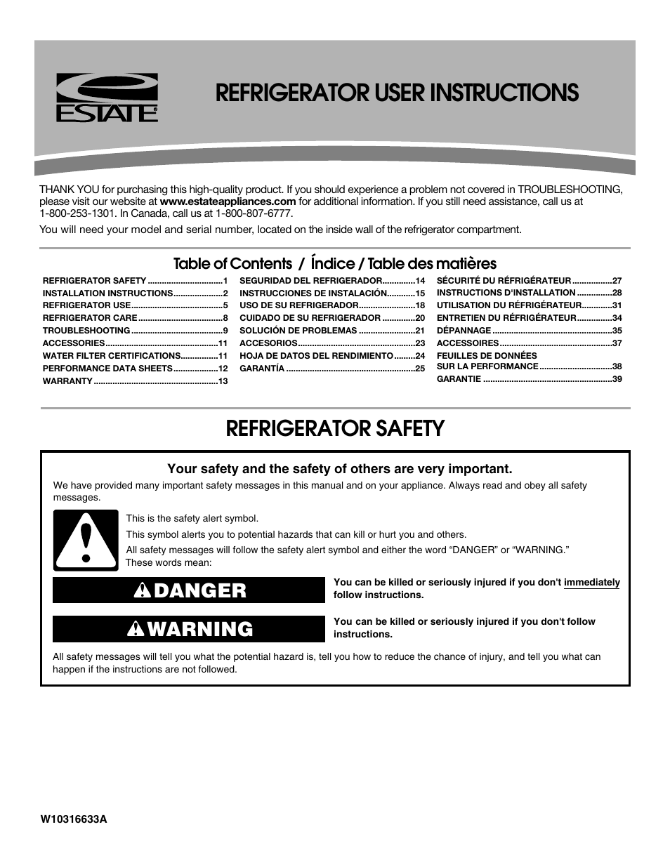 Estate W10316633A User Manual | 40 pages