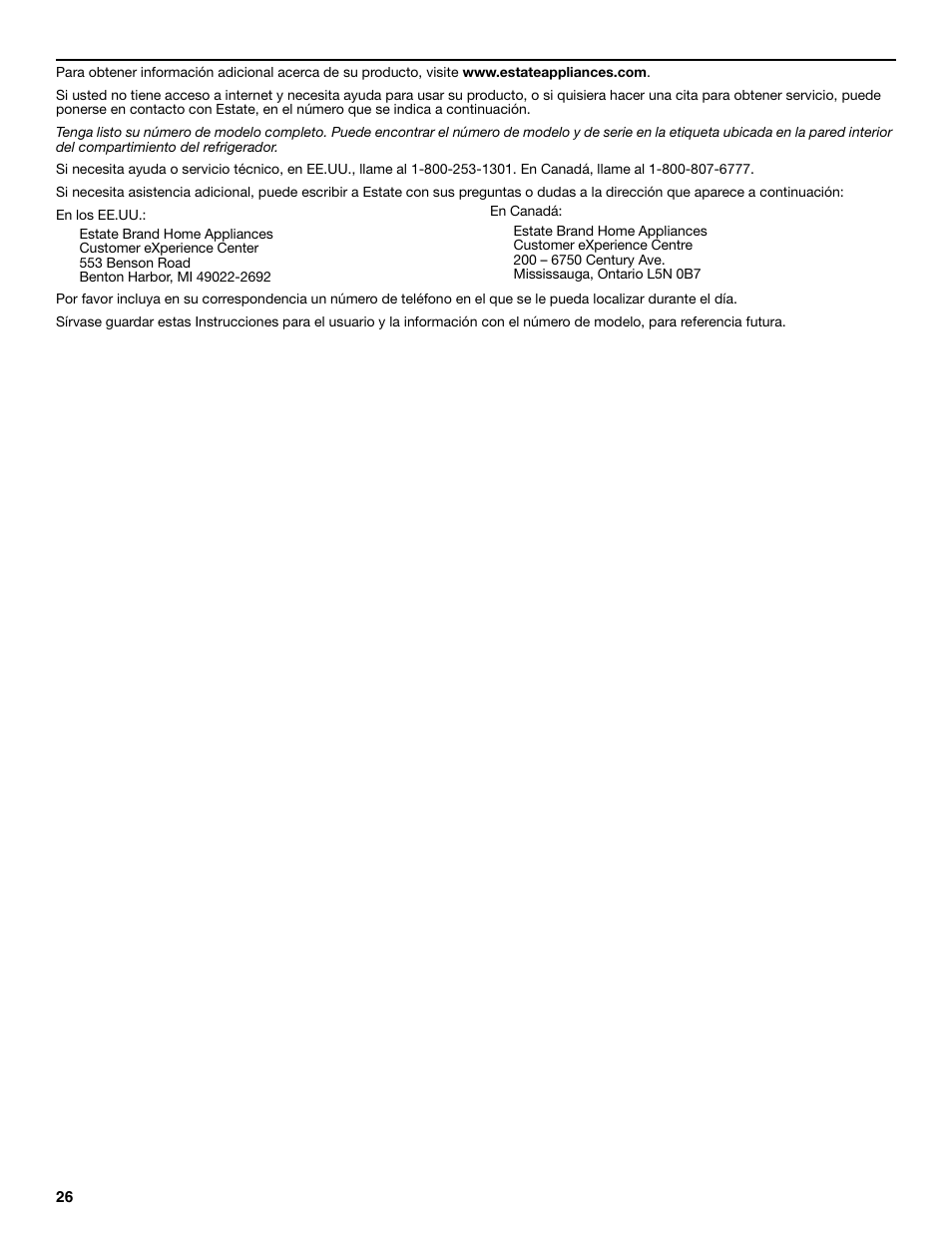 Estate W10316633A User Manual | Page 26 / 40
