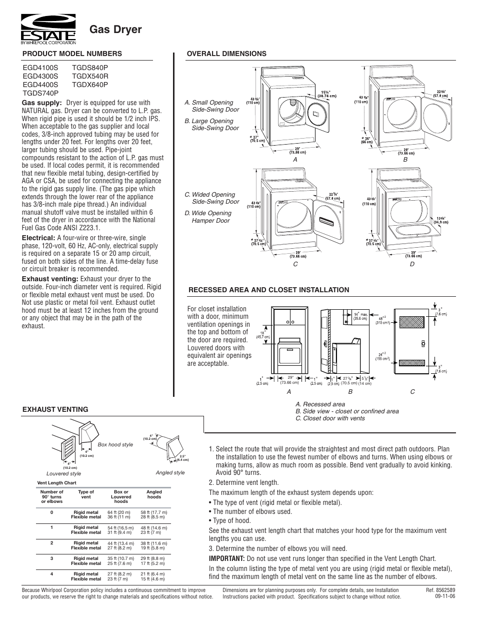 Estate TGDS740P User Manual | 1 page