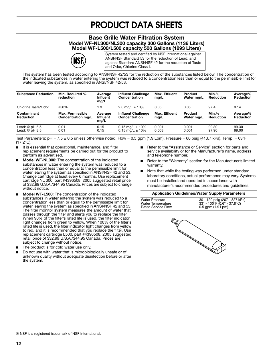 Product data sheets, Base grille water filtration system | Estate E ESTATE 2315225 User Manual | Page 12 / 40