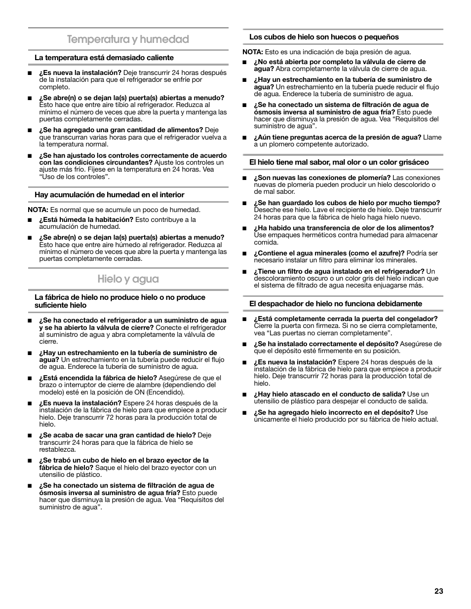 Temperatura y humedad, Hielo y agua | Estate E ESTATE 2315225 User Manual | Page 23 / 40