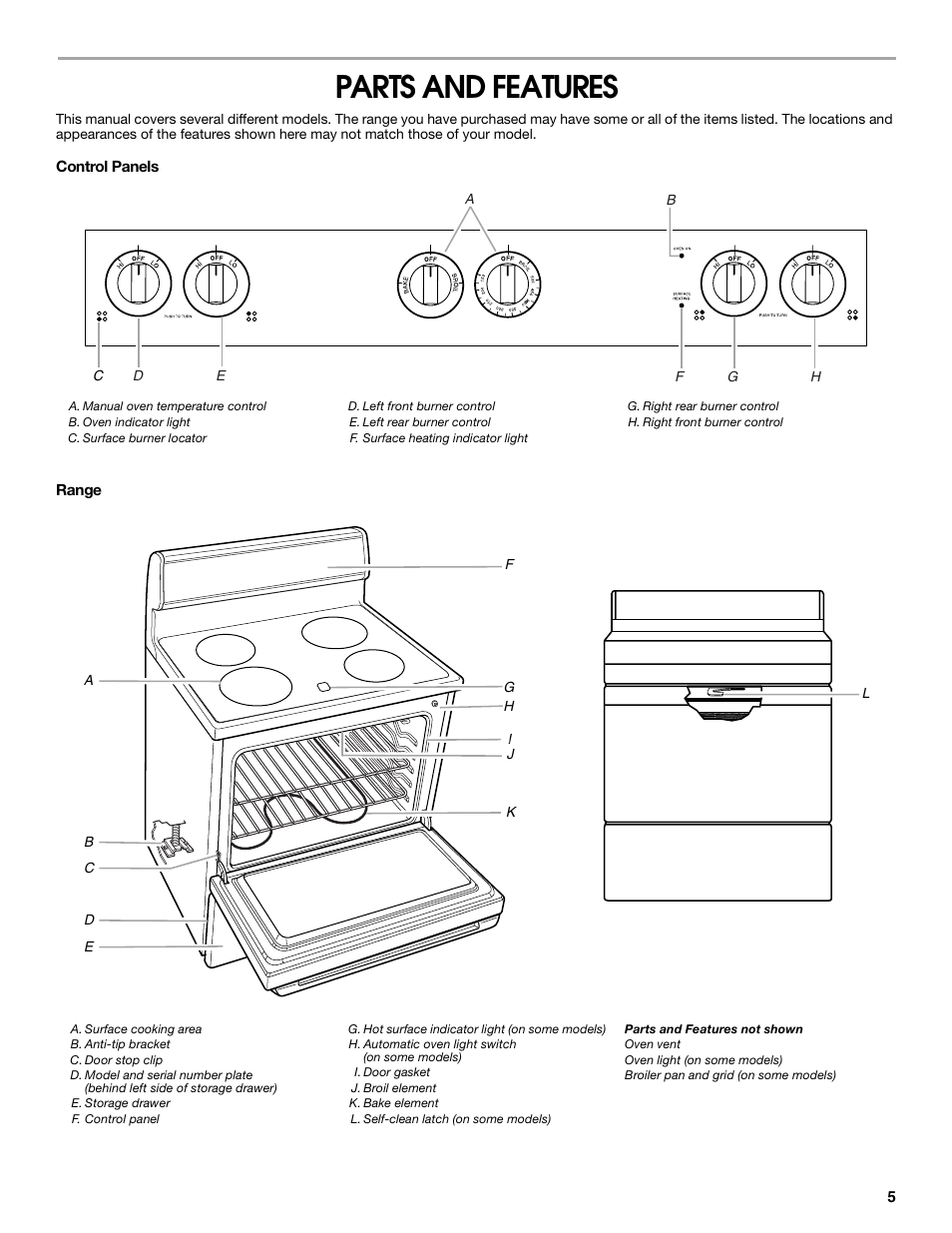 Parts and features | Estate W10017740 User Manual | Page 5 / 16