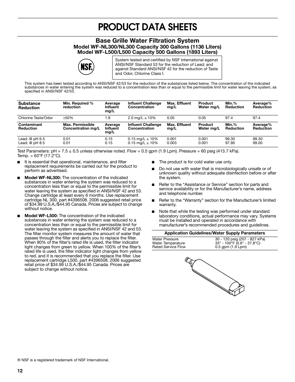 Product data sheets, Base grille water filtration system | Estate 2318600 User Manual | Page 12 / 40