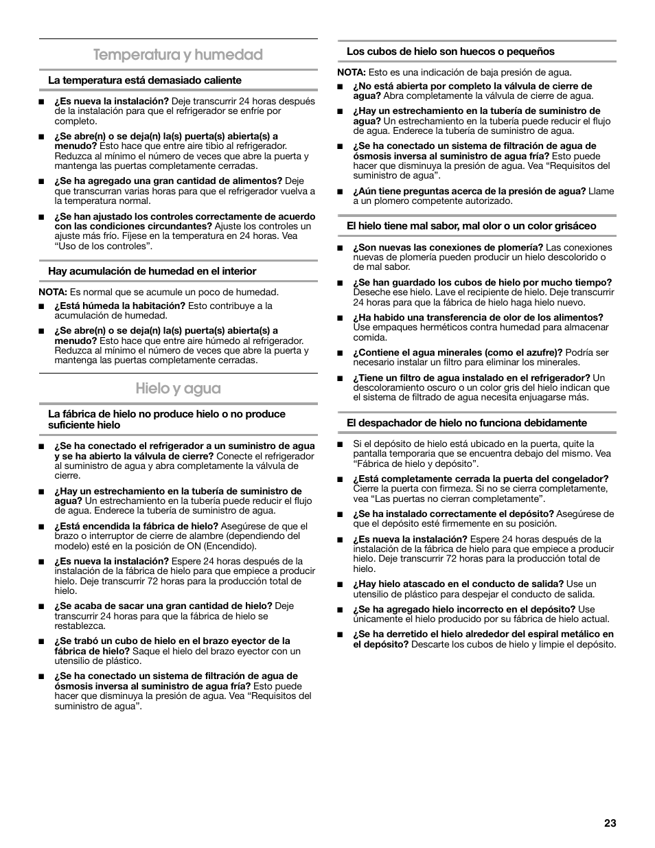 Temperatura y humedad, Hielo y agua | Estate 2318600 User Manual | Page 23 / 40