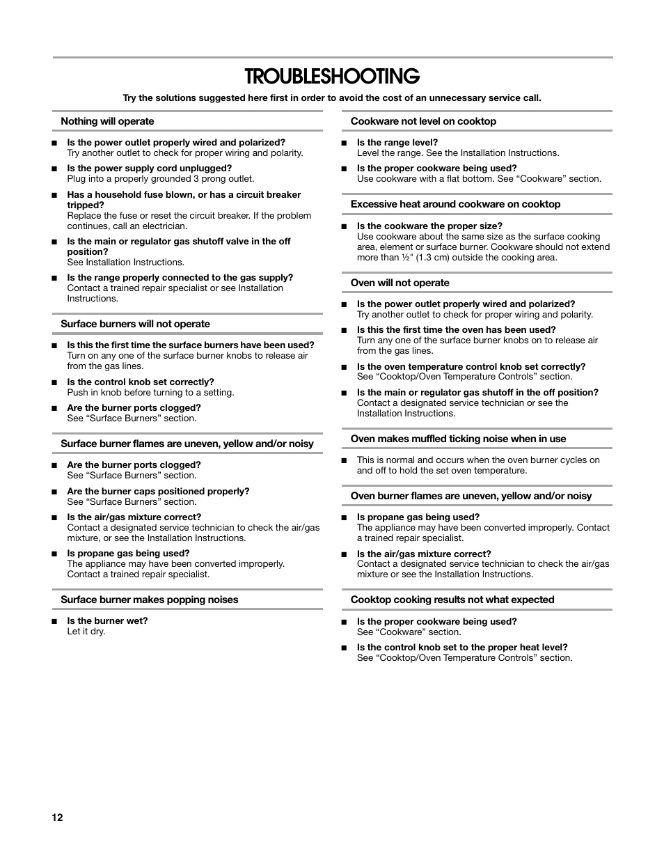 Troubleshooting | Estate W10162222A User Manual | Page 12 / 28